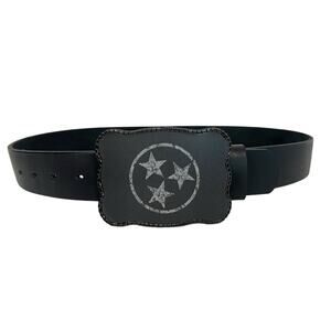 Tennessee Wallet Buckle & Main Street Forge Belt Black Leather Adult Size Sz 34